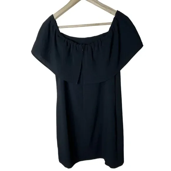 Charles Henry Off Shoulder Ruffle Crepe Dress Sz XS Mini Little Black Dress - Picture 3 of 11